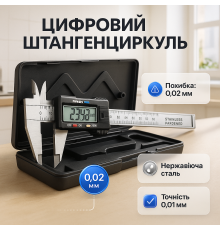 Електронний штангенциркуль в кейсі, Електронний штангенциркуль 150мм з дисплеєм 150мм ZN-99