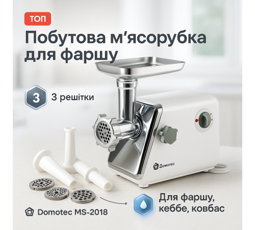 Мощная мясорубка электрическая для дома Domotec MS-2018 2500Вт, Электромясорубка для кухни BZ-12
