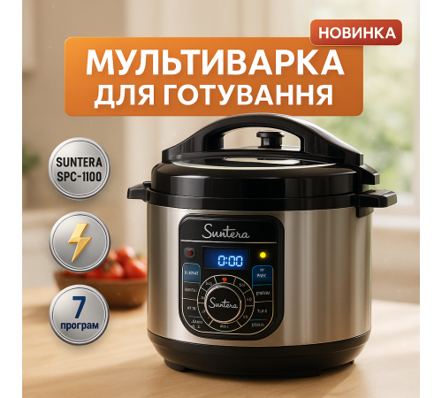 Мультиварка-скороварка з великою чашею SUNTERA, Пароварка для кухні побутова, Мультиварка для дому PT-38