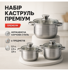 Набор каструль с антипригарным покрытием, Набор кастрюль с прочным антипригарным покрытием CN-45