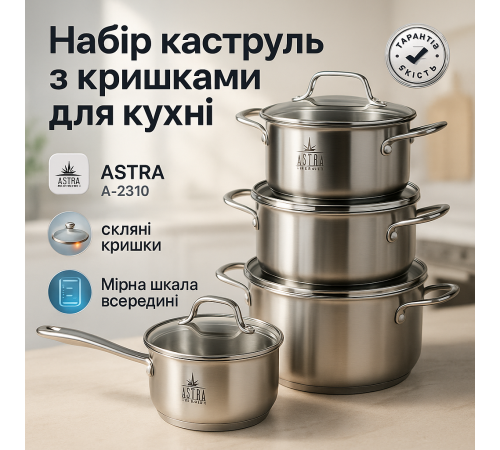 Набор качественных каструль, Набор посуды для любых плит антипригарных кастрюль с крышкой GS-77