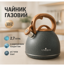 Чайник на плиту зі свистком нержавіюча сталь Unique, Чайники зі свистком заварювальні чайники ZA-94