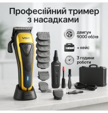 Профессиональная машинка для стрижки волос и бороды VGR, Профессиональный триммер с набором насадок MC-21