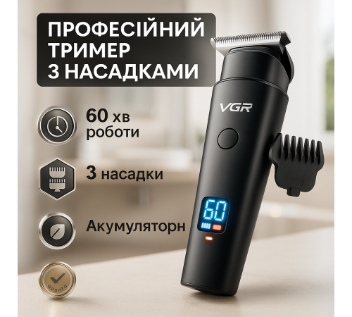 Машинка для стрижки волосся з різними насадками VGR V-937, Тример для стрижки акумуляторний професійний EI-62