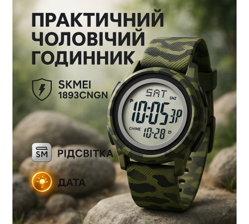 Бюджетний спортивний годинник SKMEI, Армійський наручний годинник для чоловіка для подорожі XQ-55