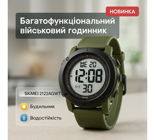 Стильний тактичний годинник для чоловіка SKMEI, Армійський годинник мілітарі Протиударний GU-31 за 564 грн