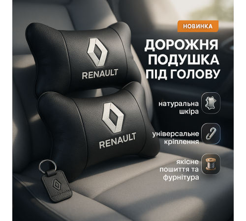 Автомобільна подушка для шиї з лого, Подушки-підголівники для салону автомобіля, Подарунок автолюбителю OR-78