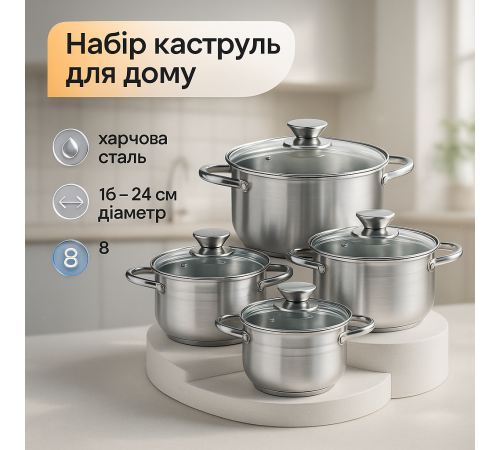 Набір каструль преміум UNIQUE, Набір каструль для плит високих Хороші каструлі YF-59