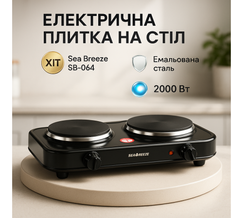 Плити для приготування Sea, Електроплита з двома електричними конфорками, Стильна електроплита TA-32