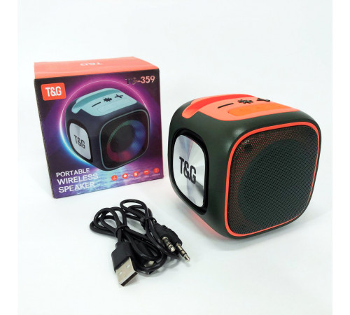 Портативна блютуз колонка світлодіодна TG359, Bluetooth колонка з флешкою Портативна для пк BC-47