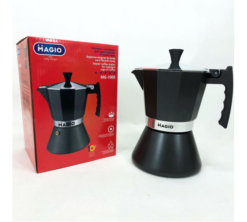 Кофеварка для плити Magio MG-1005 300 мл, Маленькая кофеварка на 3 чашки гейзерная для офиса NL-75
