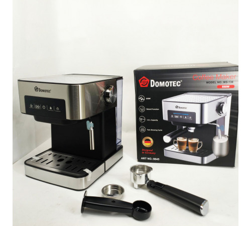 Кавоварка з металевим рожком Domotec, Кавоварка для капучино для приготування кави без гущі WO-92