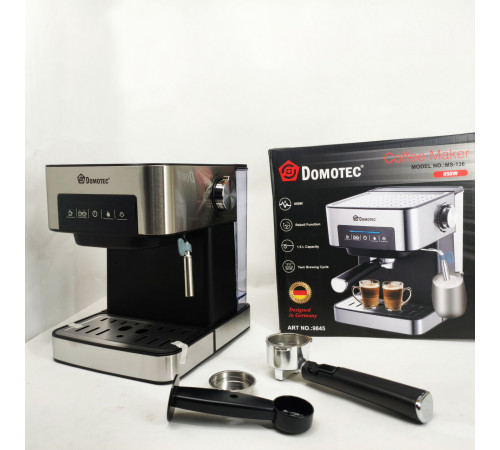 Кавоварка з металевим рожком Domotec, Кавоварка для капучино для приготування кави без гущі WO-92