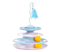 Игрушка трек для котика, котенка с шариками и пером трекбол. Цвет: синий PF-69