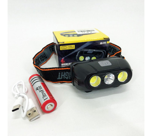 Очень мощный налобный фонарь KX-215-LED-2COB, Налобный фонарик bailong фонарь с линзой GV-21