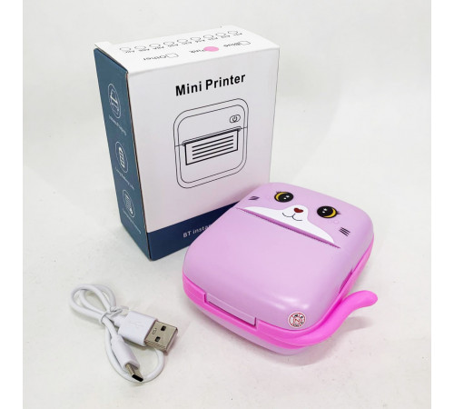 Портативный детский термопринтер с Bluetooth A8 Cat мини принтер для телефона Pink JO-39