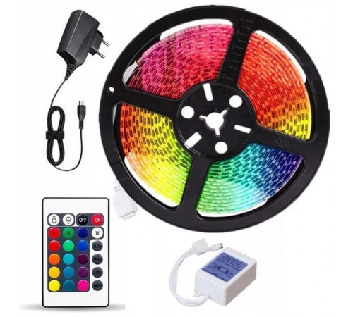 Світлодіодна стрічка SMD 3528 RGB 5м з пультом та блоком живлення гірлянда NW-62 за 279 грн