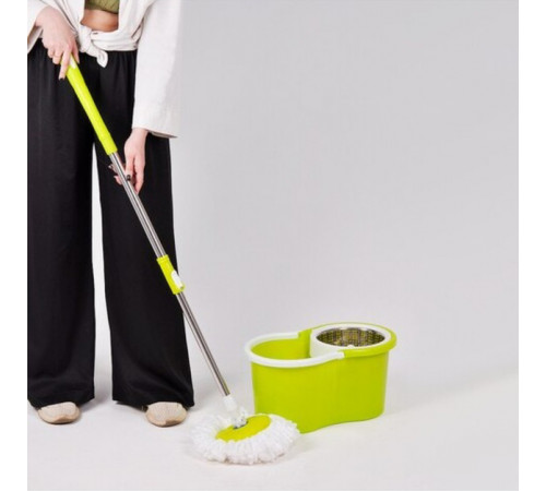Універсальна швабра з віджимом-центрифугою та відром Easy Mop Кругла Швабра. Колір: зелений UV-26 за 702 грн