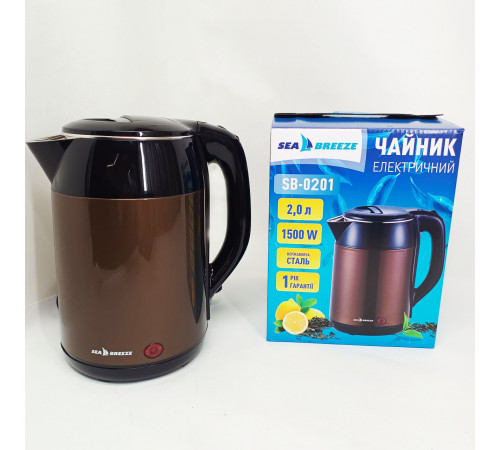 Чайник електричний для дому красивий SeaBreeze SB-0201 1.8 л 2000 Вт, Якісний електрочайник для кухні QW-68