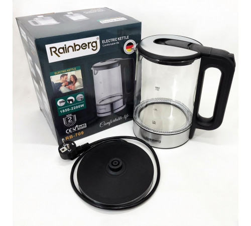 Мощный электрический чайник для дома Rainberg RB-709 2Л 2200Вт, Электрочайник качественный с подсветкой AG-26
