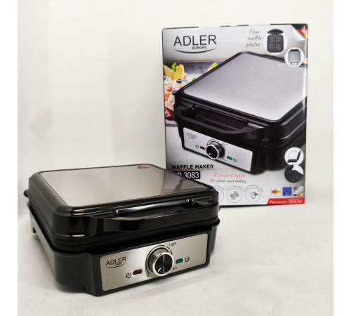 Электрическая вафельница Adler AD 3083 с антипригарным покрытием, регулировкой температуры и 1800Вт OD-48