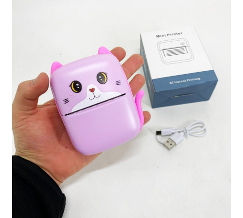 Портативный детский термопринтер с Bluetooth A8 Cat мини принтер для телефона Pink JO-39