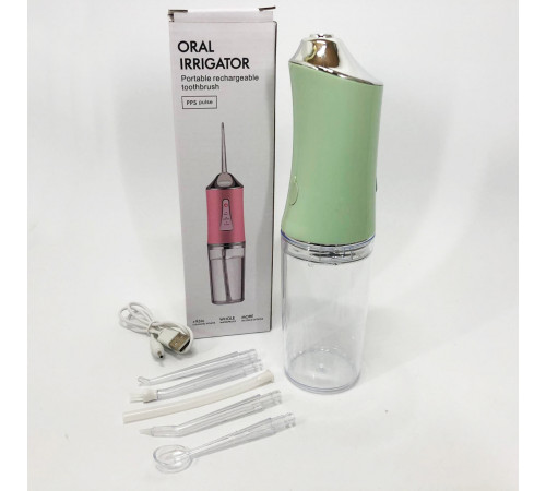 Ирригатор для чистки зубов и полости рта Oral Irrigator с аккумулятором и сменными насадками Green GF-63
