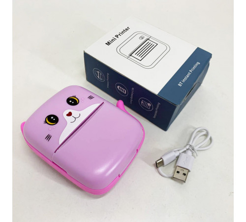 Портативный детский термопринтер с Bluetooth A8 Cat мини принтер для телефона Pink JO-39