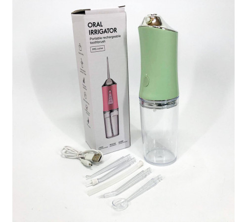 Ирригатор для чистки зубов и полости рта Oral Irrigator с аккумулятором и сменными насадками Green GF-63