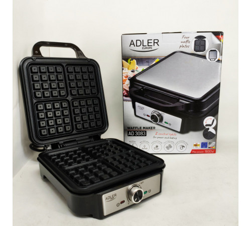 Электрическая вафельница Adler AD 3083 с антипригарным покрытием, регулировкой температуры и 1800Вт OD-48