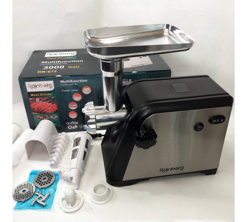 Бытовая кухонная мясорубка электрическая Rainberg RB-672 3000W, Мясорубка с мощным двигателем BD-27