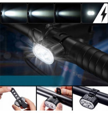 Велосипедный фонарик с зарядкой ZH-078-2LED, Фонарь для удобства на велосипеде, Велофонарь передний XO-12