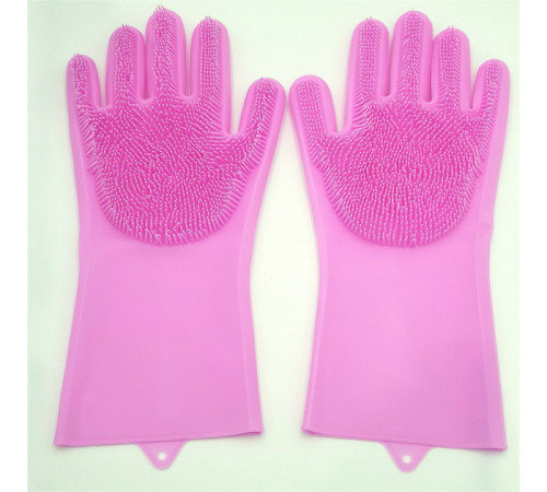 Силіконові рукавички Magic Silicone Gloves Pink для прибирання чистки миття посуду для будинку. Колір рожевий FU-19