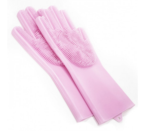 Силіконові рукавички Magic Silicone Gloves Pink для прибирання чистки миття посуду для будинку. Колір рожевий FU-19