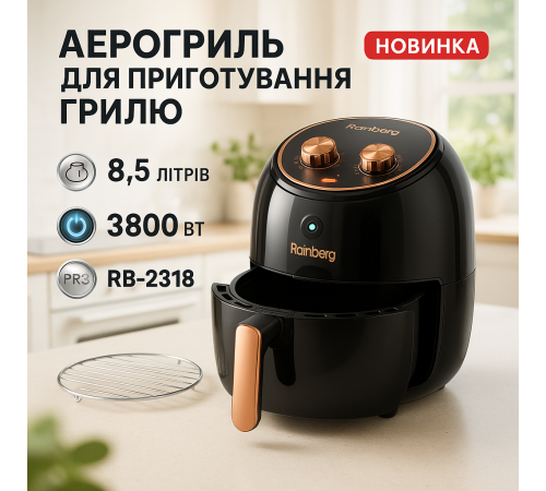 Аерогриль на пару Rainberg, Аерофритюрниця для приготування картоплі фрі без олії ER-26