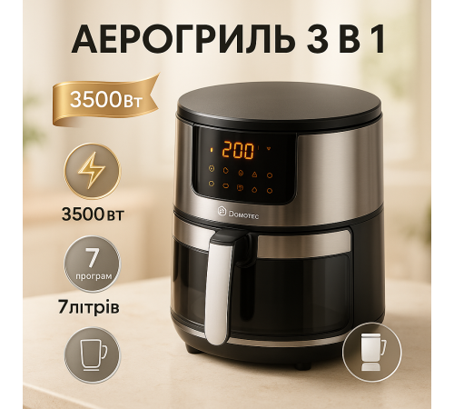 Настільна фритюрниця Domotec, Мультиварки та аерогрилі, Фритюрниця аерофритюрниця NV-96