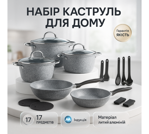 Набор кастрюль для электронной плиты, Набор высоких кастрюль посуды для любых плит VF-53