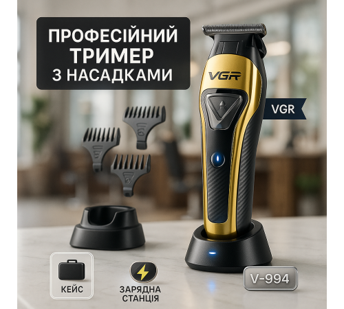 Професійна машинка для стрижки волосся в салон VGR V-994, Тример для стрижки волосся потужний UY-75
