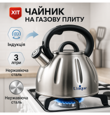 Чайник для газової плити 3 літри Unique, Чайник для приготування напоїв зі свистком BZ-53