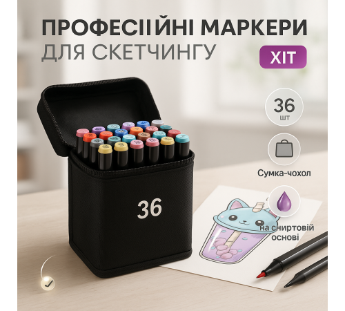 Маркери sketchmarker для малювання, Набір маркерів для творчих робіт, Квадратні маркери UM-49
