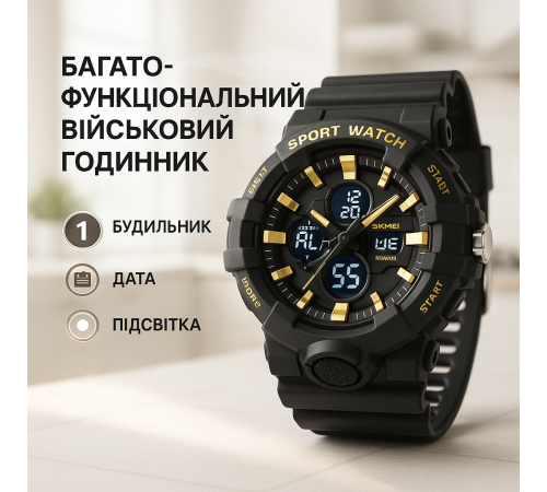 Часы военной тематики SKMEI 2117GD, Оригинальные спортивные часы Мужские для рыбалки OE-50