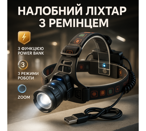 Ліхтар акумуляторний для риболовлі X-Balong, Ліхтар для походів на лоб Надійний налобний ZC-84
