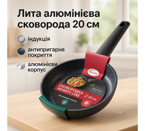 Сковородок для газовой плиты СВ-2029 20 см, Сковорода алюминевая с антипригарным покрытием KN-33