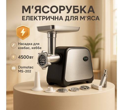 Портативная мясорубка для кухни Domotec, Мясорубка с мощным двигателем Бытовая Помощница HP-74