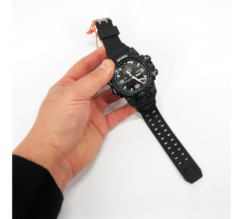 Наручний годинник для армії SKMEI 1586BK BLACK, Годинник на руку для військового Рибальський TV-47