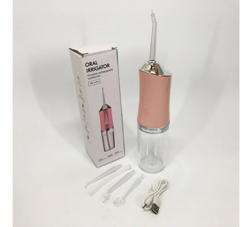 Ирригатор для чистки зубов и полости рта Oral Irrigator с аккумулятором и сменными насадками Pink IB-11