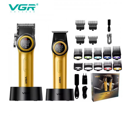 Машинка для стрижки волосся з акумулятором VGR 2 в 1 V-001 V-977 GOLD, Професійна машинка для волосся CA-80