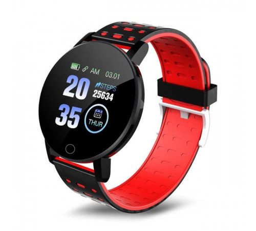 Фитнес трекер умные смарт часы UWatch 119 Plus с шагомером. Цвет: красный GL-58