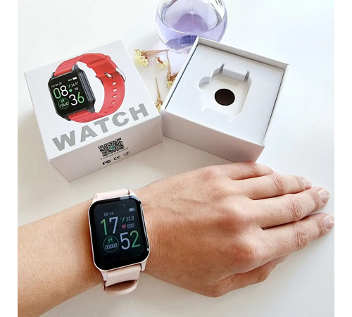 Смарт часы Smart Watch T96 стильные с защитой от влаги и пыли с измерением температура тела. Цвет: розовый ZX-97