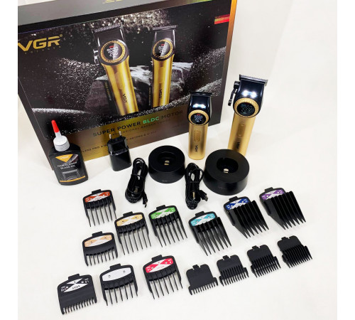 Машинка для стрижки волосся з акумулятором VGR 2 в 1 V-001 V-977 GOLD, Професійна машинка для волосся CA-80